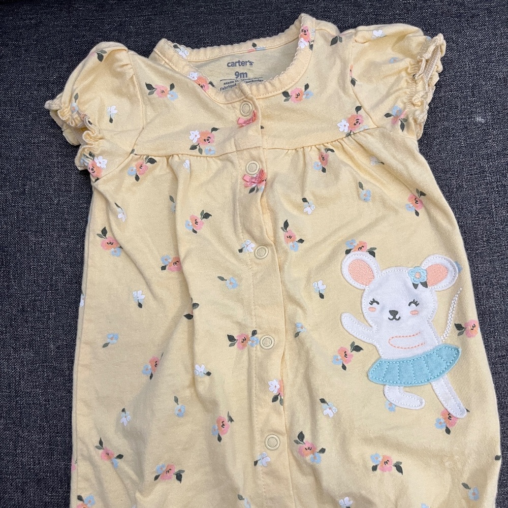 Carter's Yellow Baby Floral Snap-On Romper